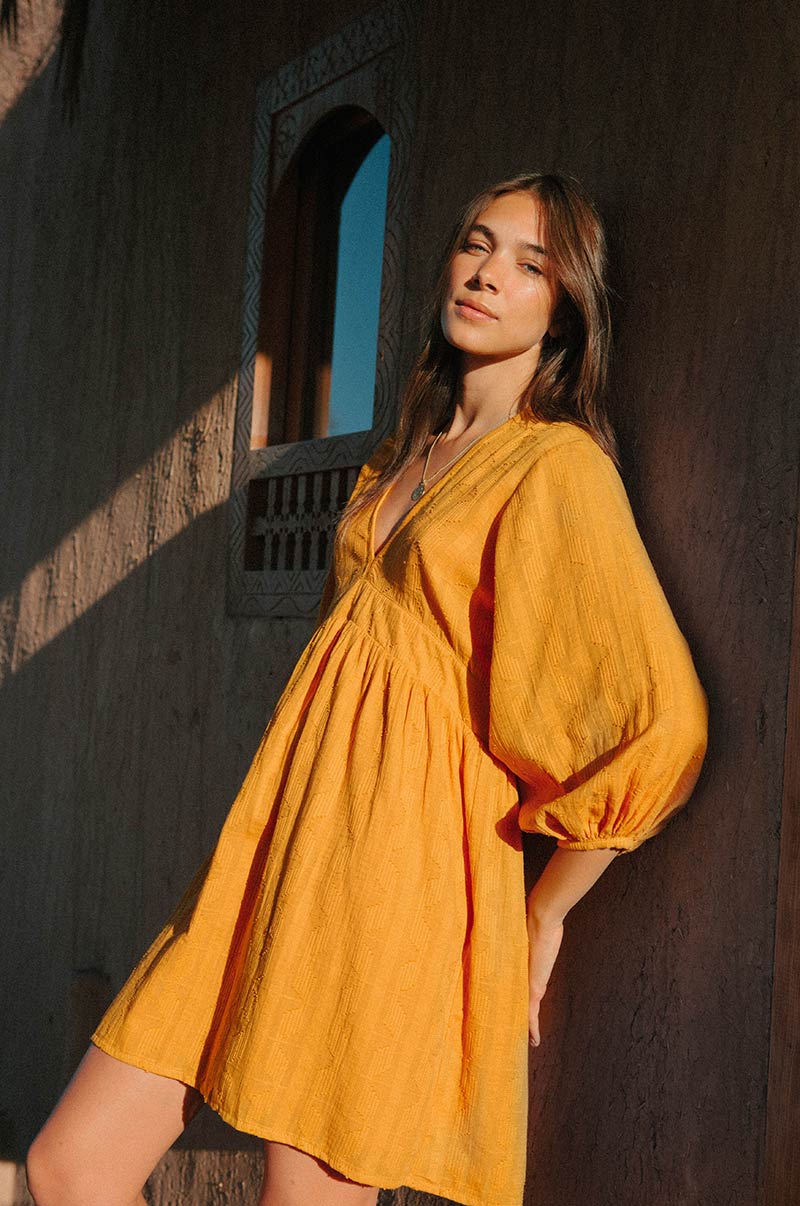 ALMA Mini Dress - marigold cotton
